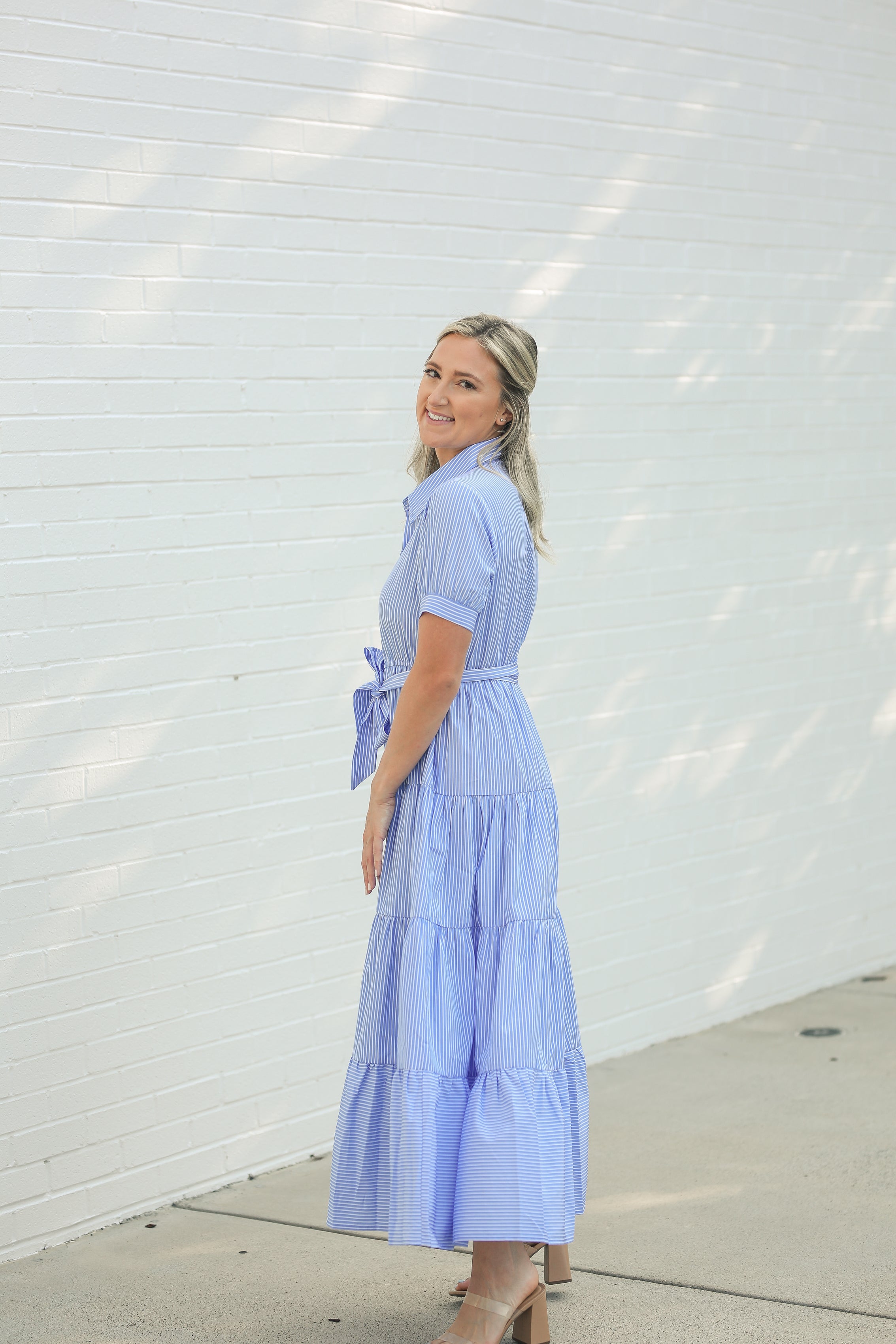 Blue Striped Maxi Dress – la bella boutique nc