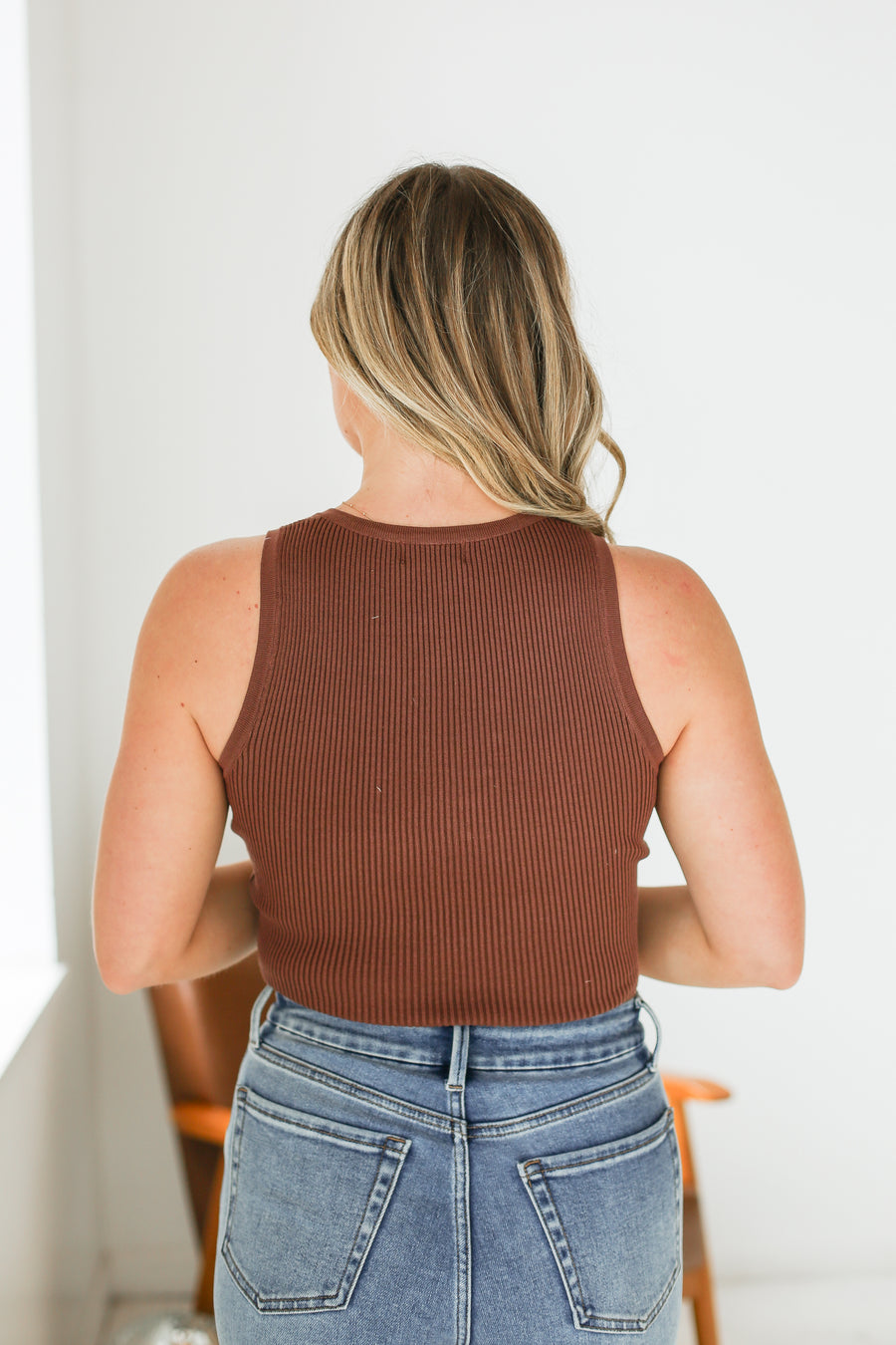 Button Ribbed Crop