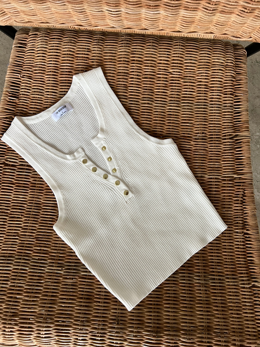 Button Ribbed Crop