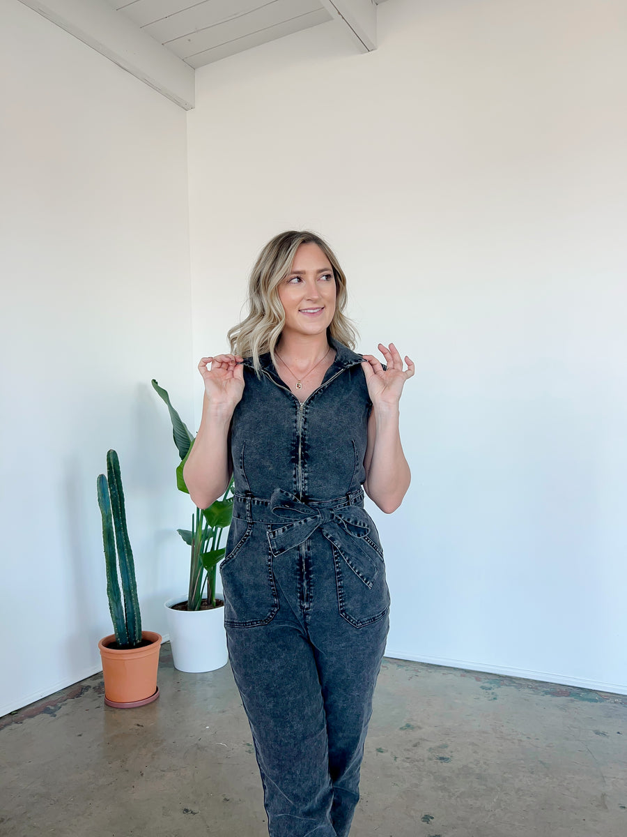 Black Denim Jumpsuit