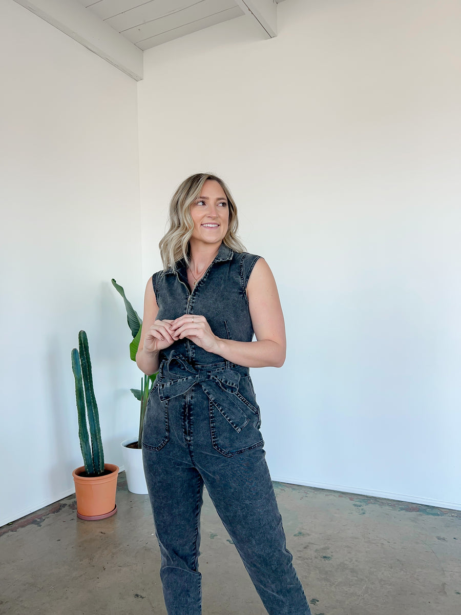 Black Denim Jumpsuit