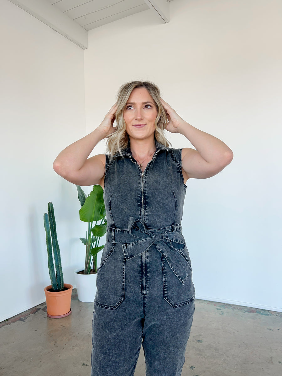 Black Denim Jumpsuit