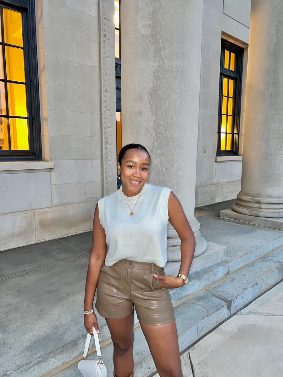 Brown Faux Leather Shorts