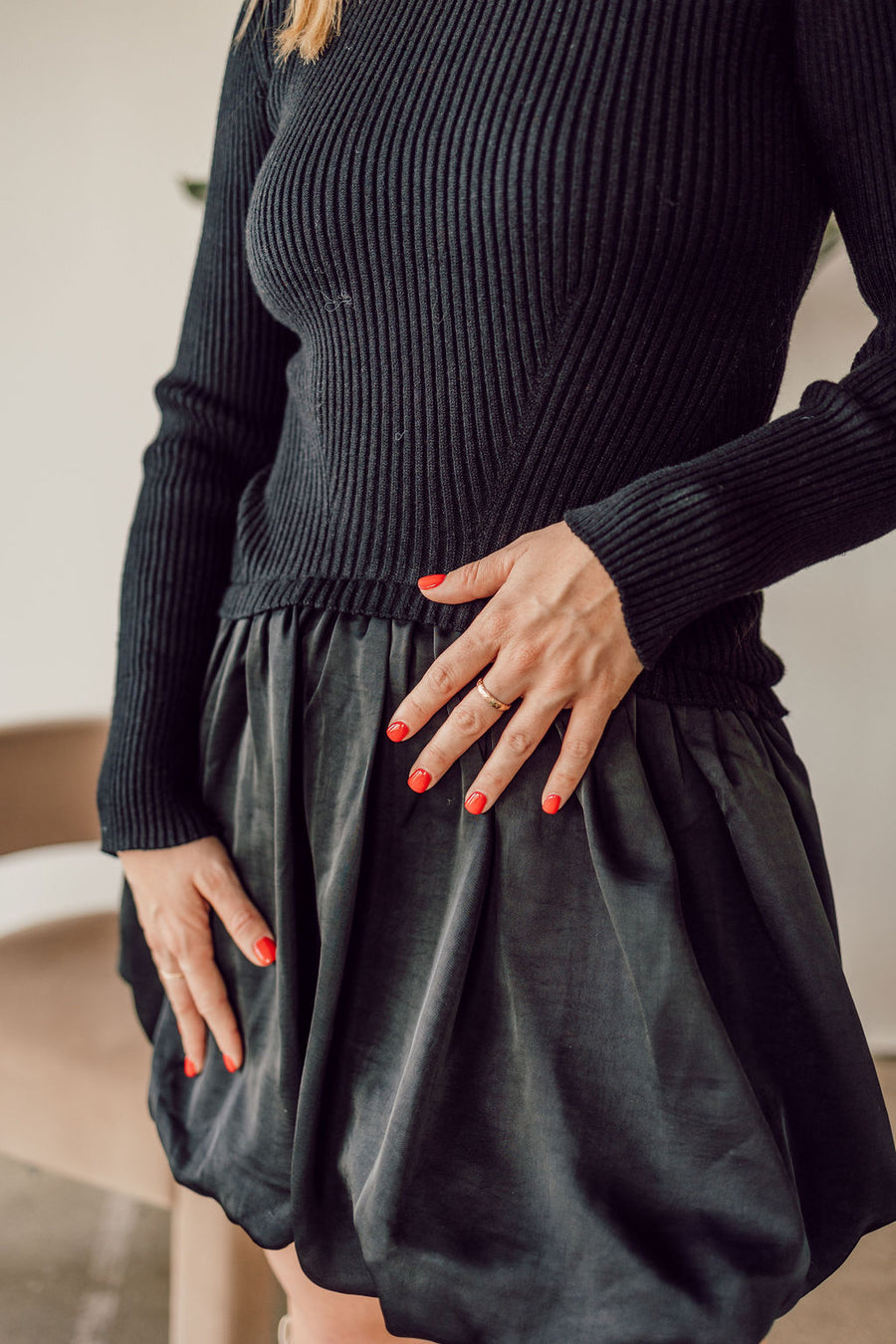 Black Bubble Skirt Dress