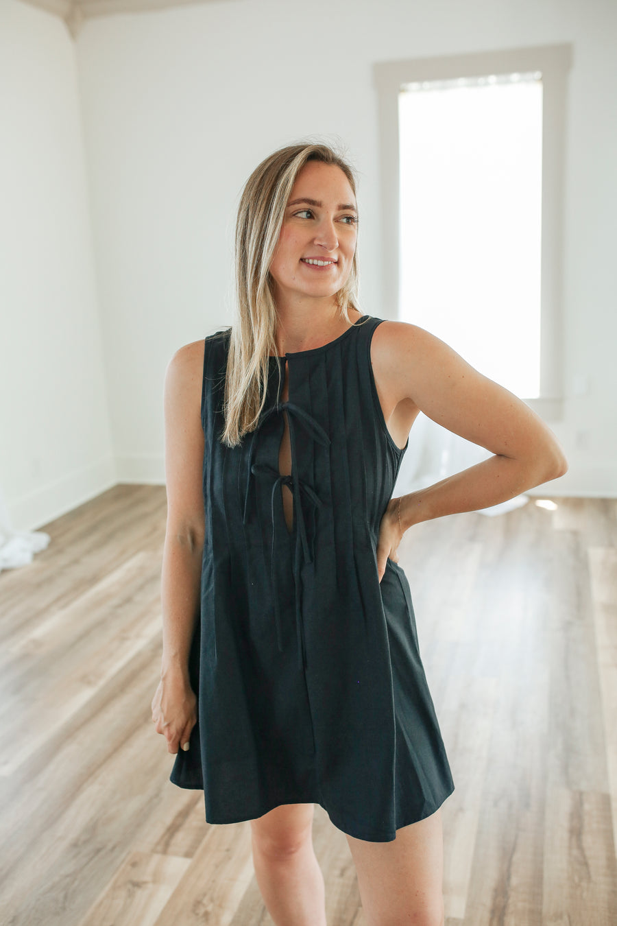 Navy Linen Mini Dress Navy Linen Mini Dress